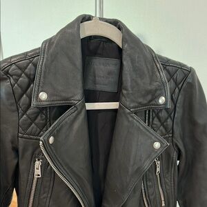 All Saints Black, Quilted Shoulder Leather Jacket